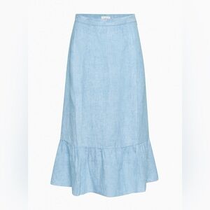 Wilfred Aritzia Chariot Linen Skirt Women’s Size 6 Chambray Blue High Rise Midi